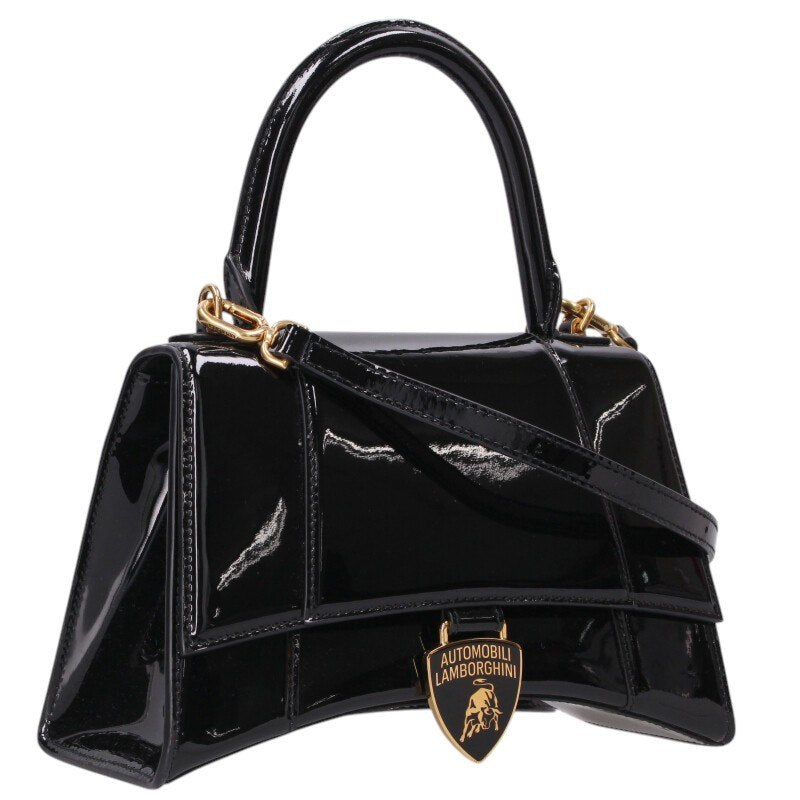 Balenciaga Leather Shoulder Bag Black x Gold
