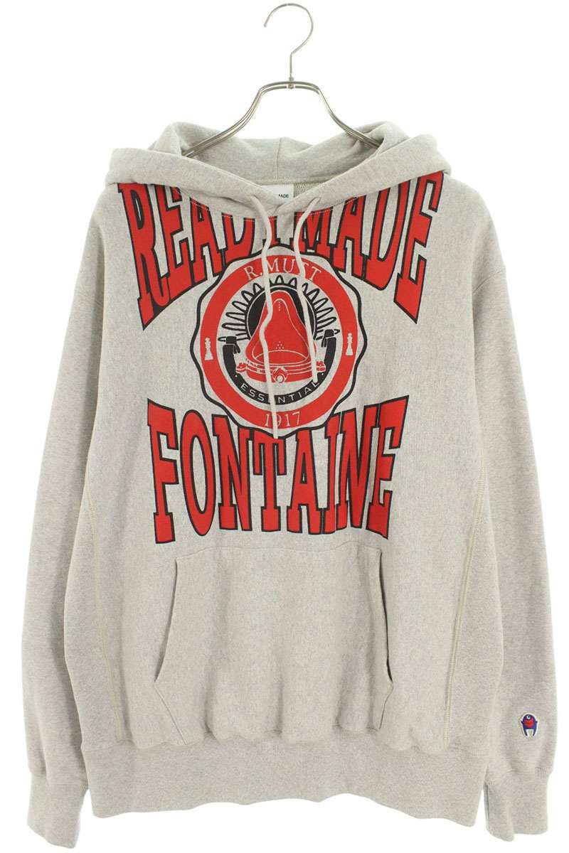 READYMADE Print Pullover Hoodie Gray Size S