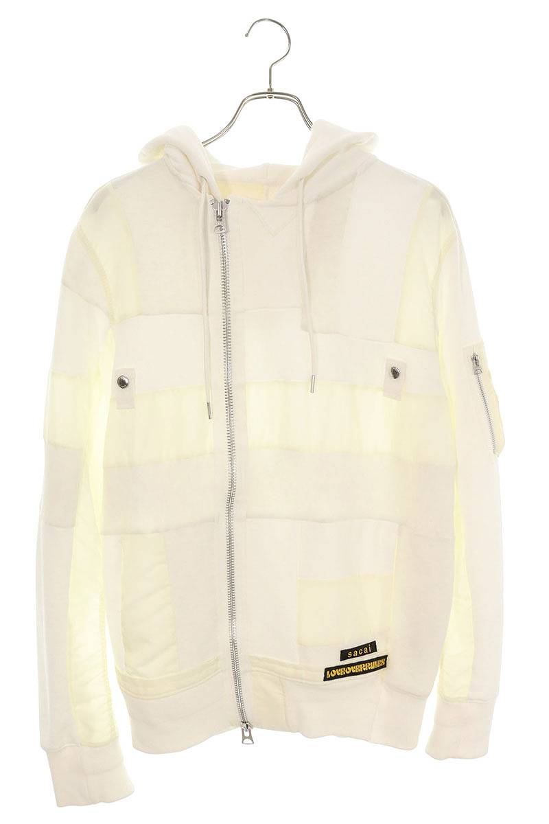 Sacai Zip Up Hoodie White Size 2