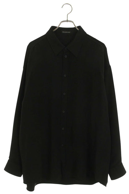Balenciaga Rhinestone Logo Long Sleeve Shirt Black Size XS