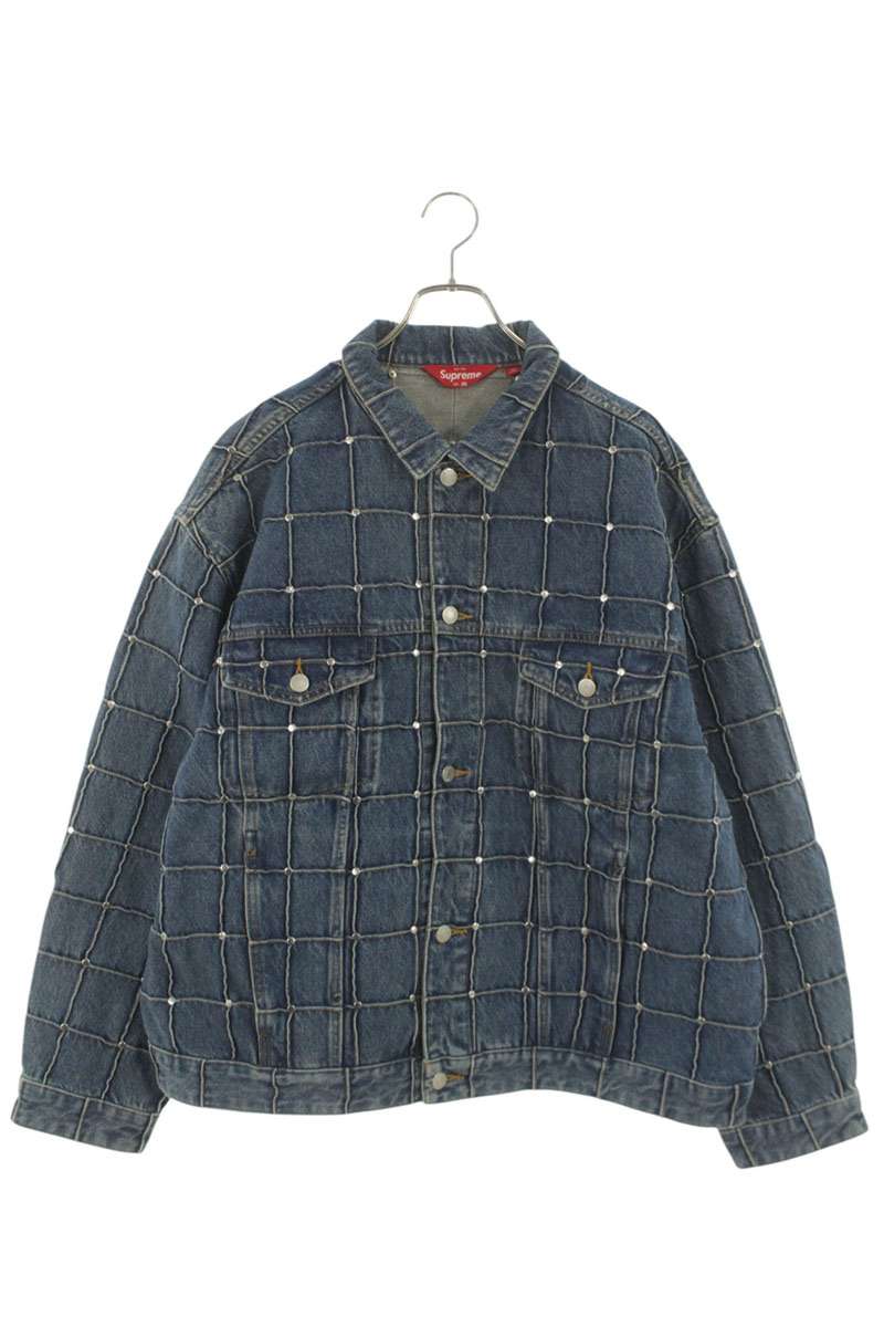 Supreme Studded Seam Denim Trucker Jacket Blue Size XL
