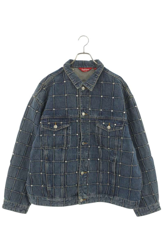 Supreme Studded Seam Denim Trucker Jacket Blue Size XL