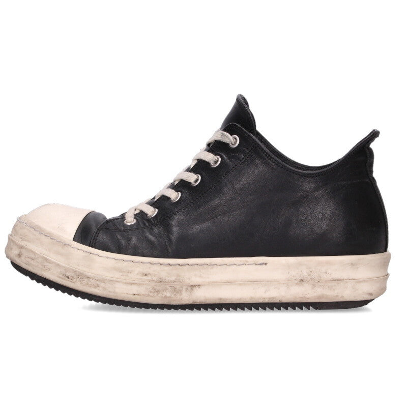 Rick Owens RAMONES LOW Leather Sneakers Black x White Size 42