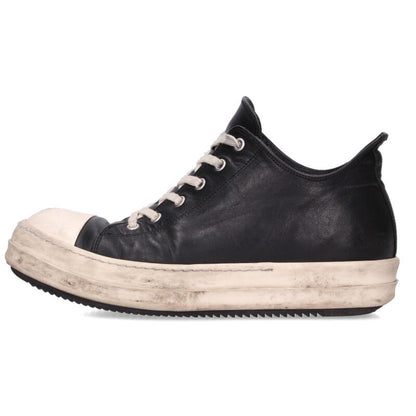 Rick Owens RAMONES LOW Leather Sneakers Black x White Size 42