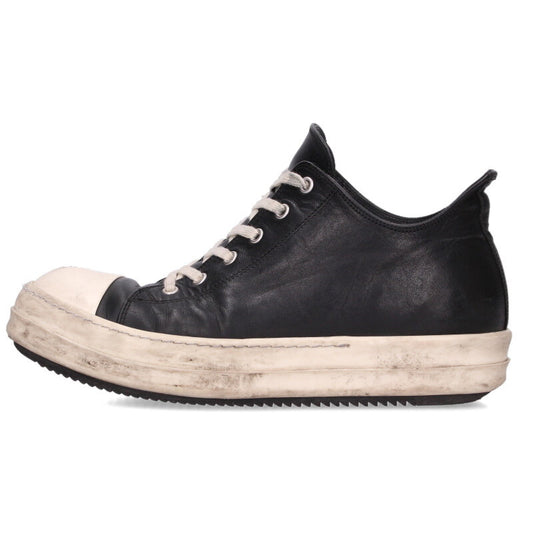 Rick Owens RAMONES LOW Leather Sneakers Black x White Size 42