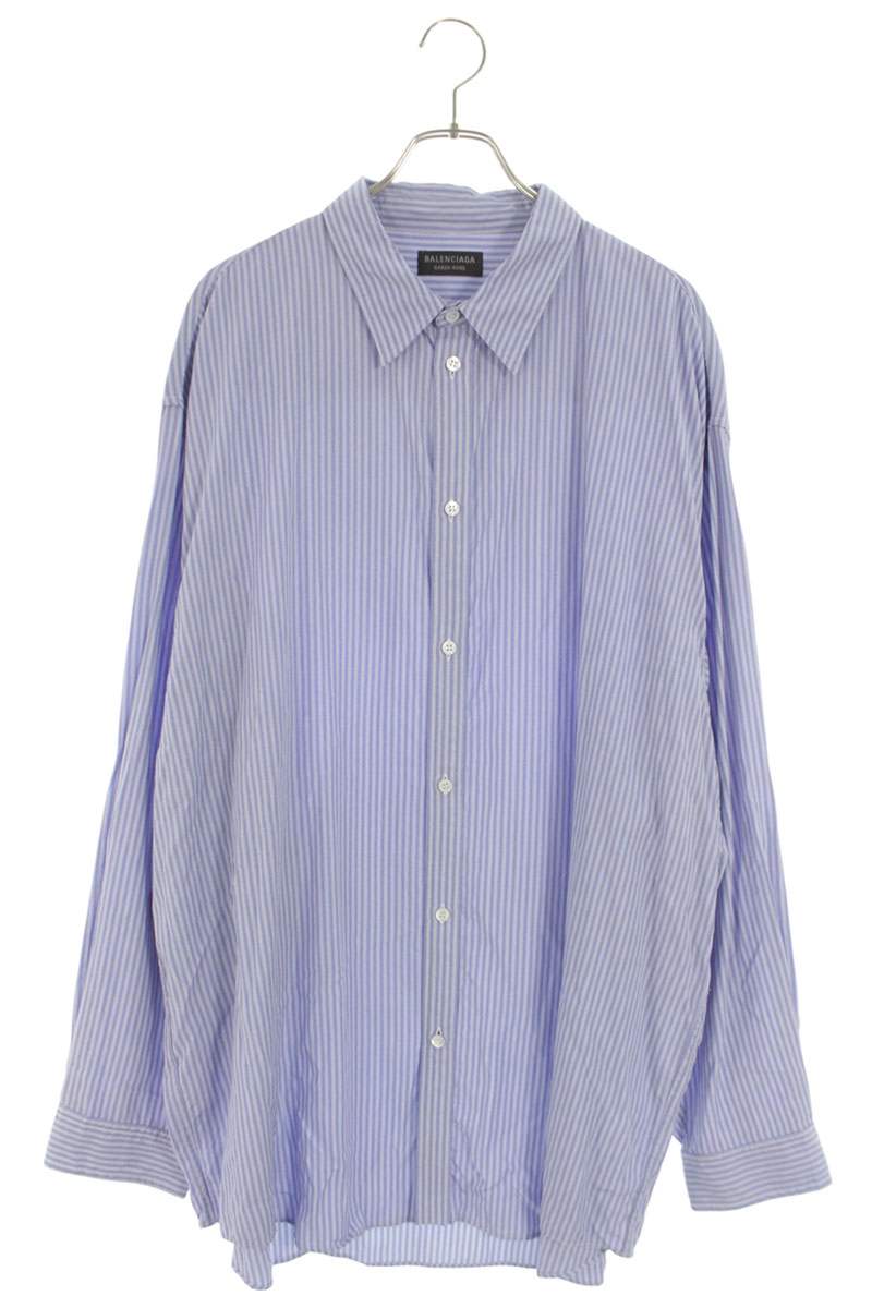 BALENCIAGA Striped Fluid Lyocell Shirt Blue Size L