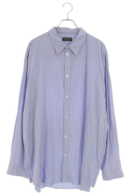 BALENCIAGA Striped Fluid Lyocell Shirt Blue Size L