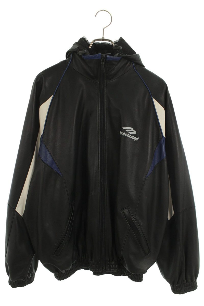 BALENCIAGA Icon Logo Leather Track Jacket Multi Size M