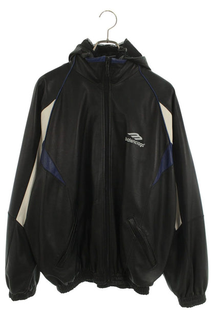 BALENCIAGA Icon Logo Leather Track Jacket Multi Size M