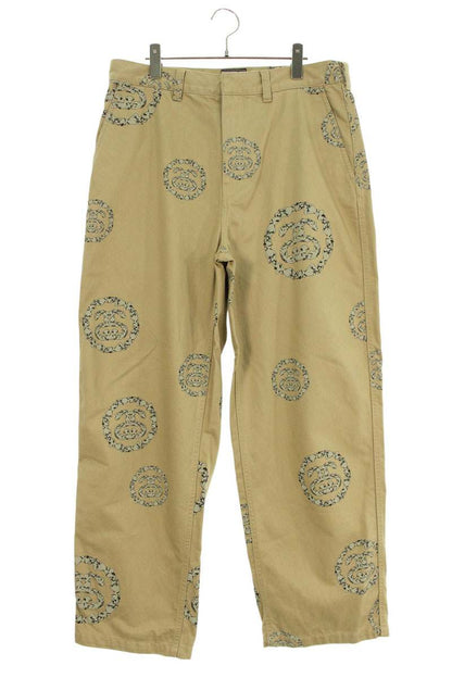 DENIM TEARS x Stussy 25SS DT SS WREATH CHINO Logo Print Long Pants Beige Size 32