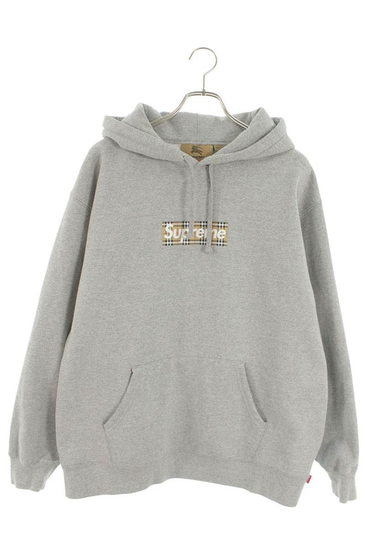 Supreme x Burberry Burberry Box Logo Hooded Sweatshirt Gray Size L