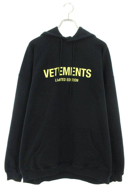 Vetements 24SS Logo Print Hoodie Black x Yellow Size S