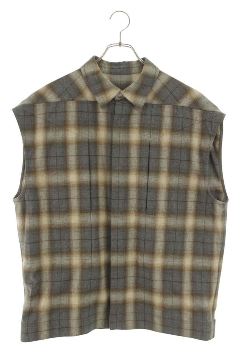 Rick Owens 25SS Sleeveless Jumbo Shirt Gray x Beige Size M