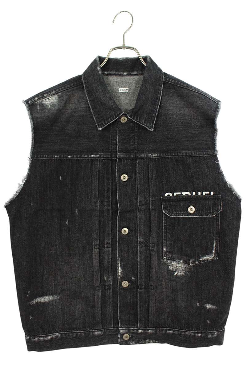 SEQUEL 24SS Distressed Denim Vest Black Size L