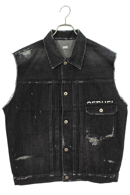SEQUEL 24SS Distressed Denim Vest Black Size L