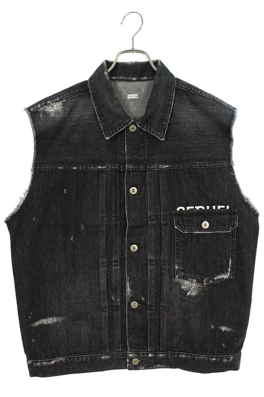 SEQUEL 24SS Distressed Denim Vest Black Size L