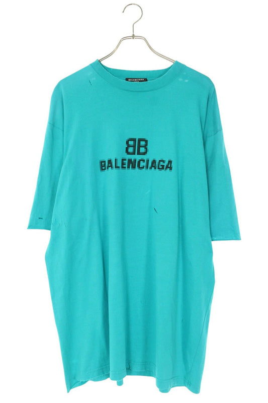 Balenciaga Logo Distressed T-Shirt Blue Size XXS