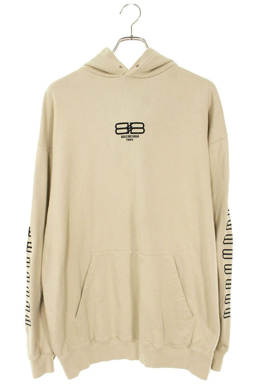 Balenciaga BB Logo Embroidered Pullover Hoodie Beige Size XXS
