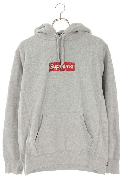 Supreme x Swarovski 19SS Swarovski Box Logo Hooded Sweatshirt Gray Size M