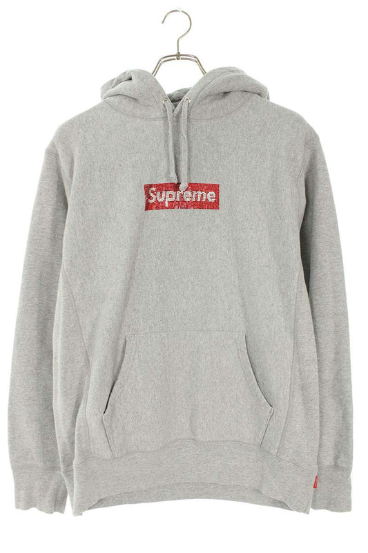 Supreme x Swarovski 19SS Swarovski Box Logo Hooded Sweatshirt Gray Size M