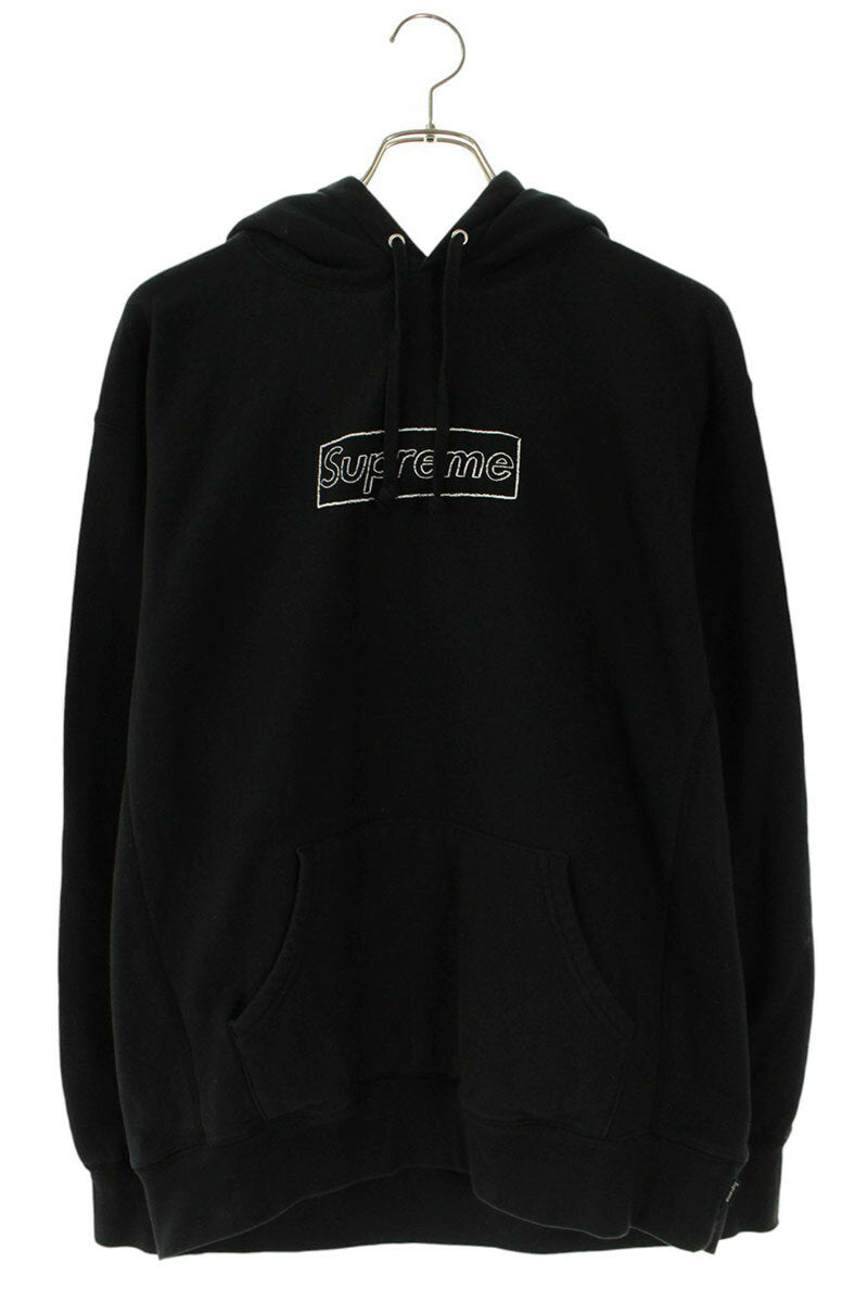 Supreme 21SS KAWS Chalk Logo Hooded Sweatshirt Black Size M