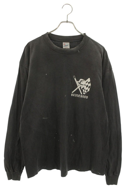 Saint Michael Vintage Logo Print Long Sleeve T-Shirt Gray Size L