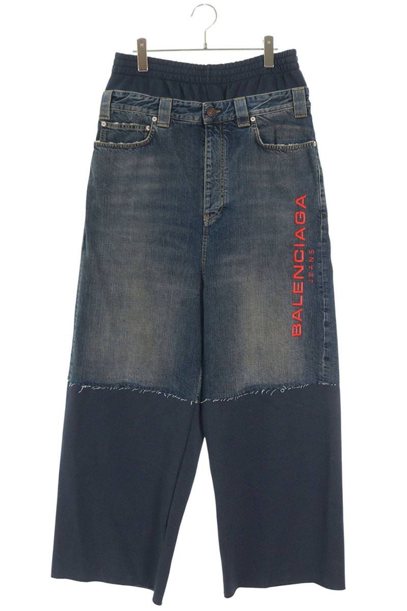 BALENCIAGA 25AW Logo Layered Baggy Denim Pants Multi Size 30