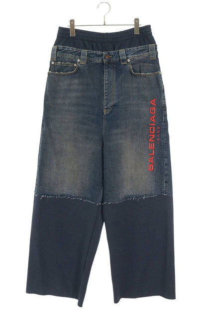 BALENCIAGA 25AW Logo Layered Baggy Denim Pants Multi Size 30