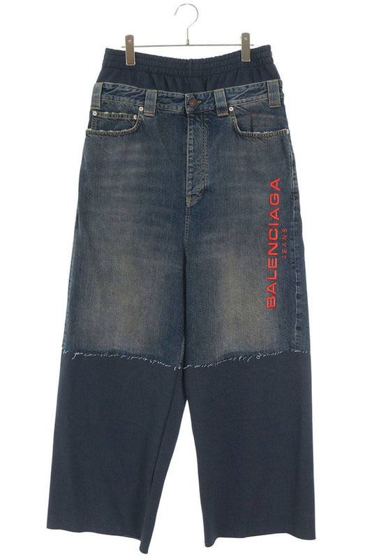 BALENCIAGA 25AW Logo Layered Baggy Denim Pants Multi Size 30
