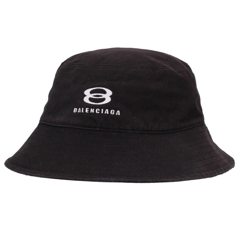 Balenciaga logo embroidery Distressed Bucket Hat Black Size L