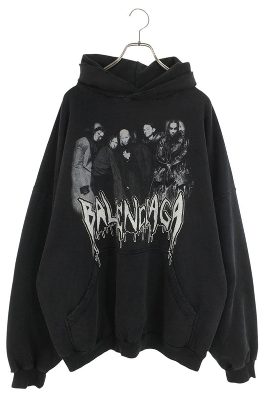 BALENCIAGA 24AW Graffiti Logo Hoodie Black Size S