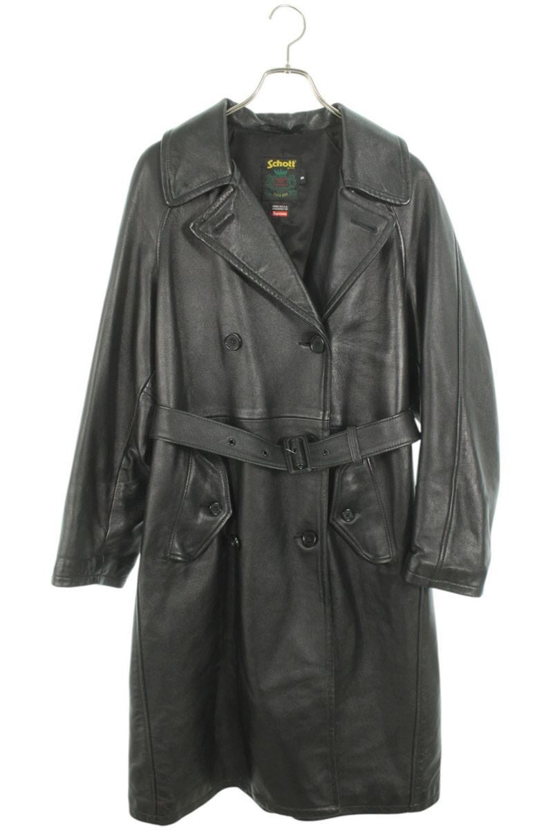 Supreme x Schott 23AW Leather Trench Coat Black Size S