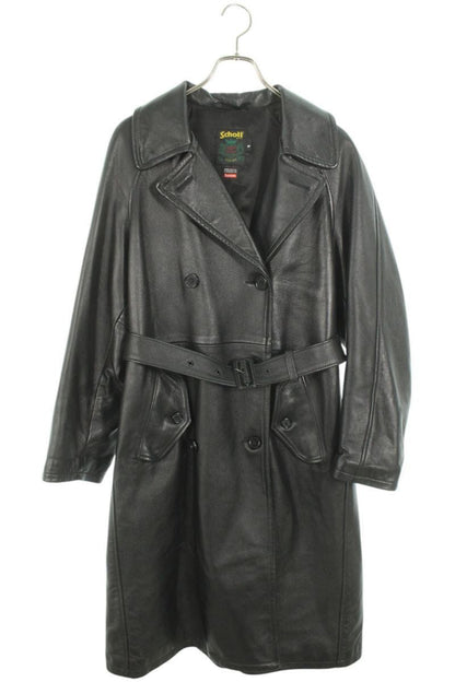 Supreme x Schott 23AW Leather Trench Coat Black Size S
