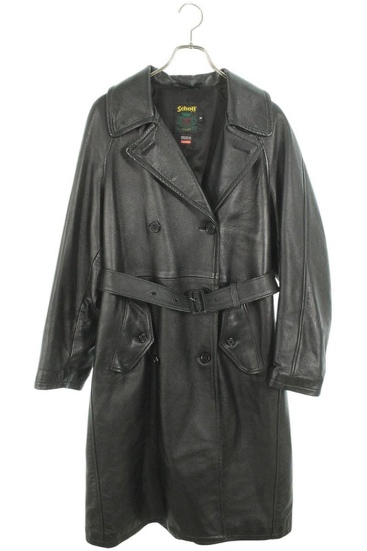 Supreme x Schott 23AW Leather Trench Coat Black Size S
