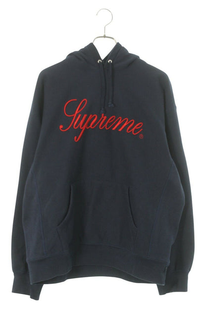 Supreme 24AW Embroidered Script Hooded Sweatshirt Blue x Red Size L