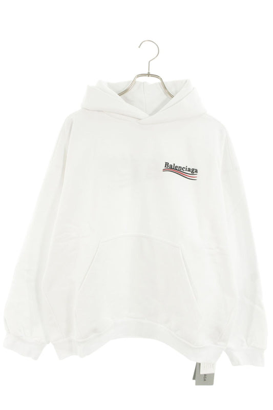 Balenciaga Logo Embroidered Pullover Hoodie White Size S
