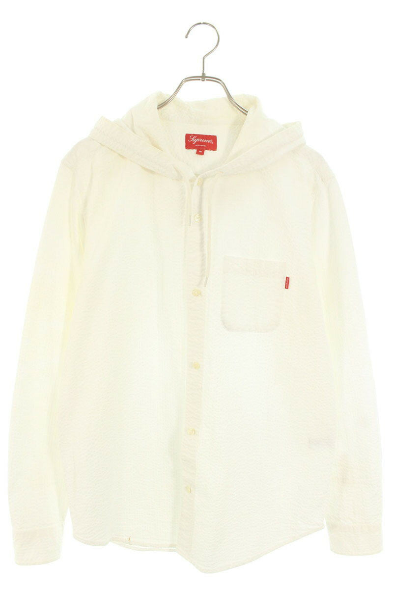 Supreme 15SS Hooded Seersucker Shirt White Size M