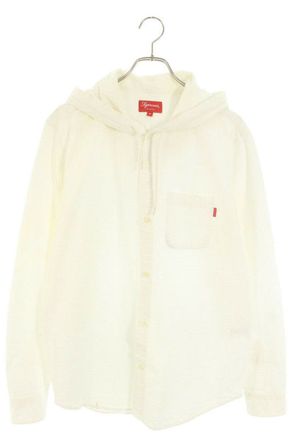Supreme 15SS Hooded Seersucker Shirt White Size M