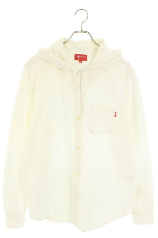 Supreme 15SS Hooded Seersucker Shirt White Size M