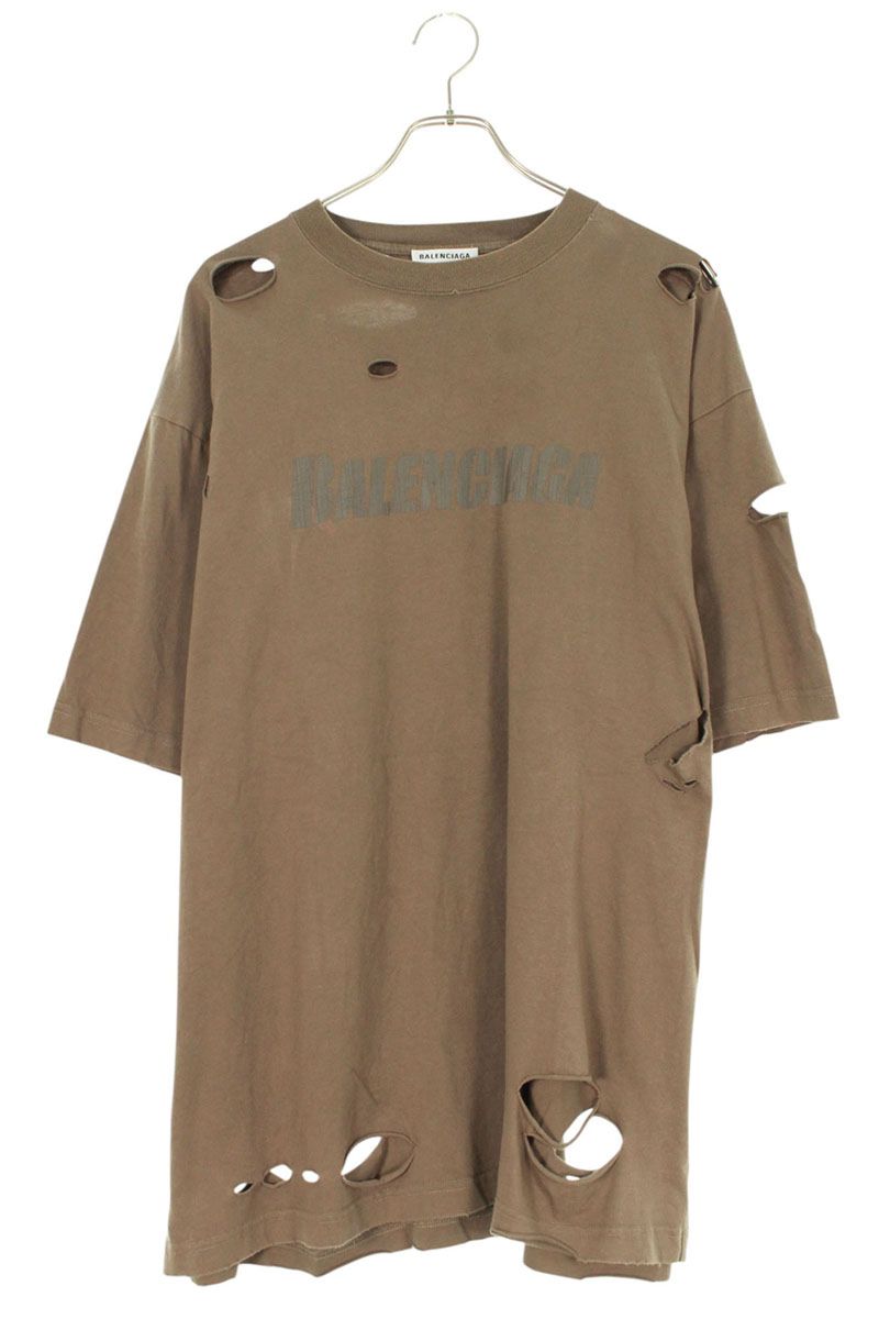 Balenciaga Logo Print T-Shirt Brown Size XS