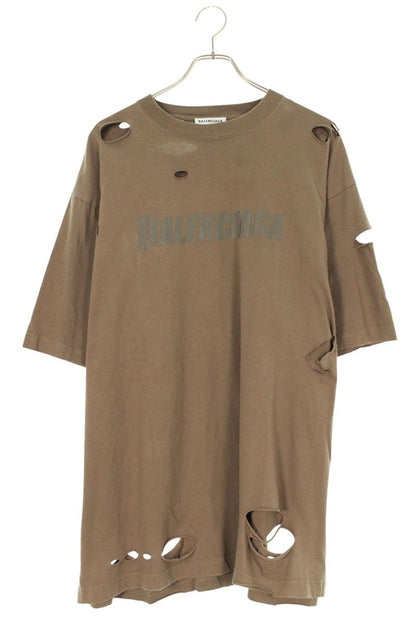 Balenciaga Logo Print T-Shirt Brown Size XS