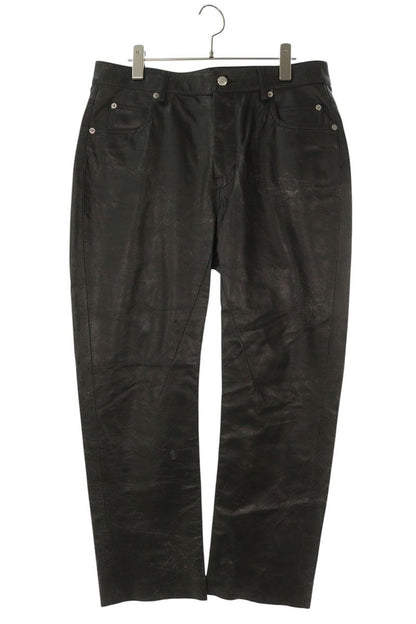 Rick Owens Leather Long Pants Black Size 32