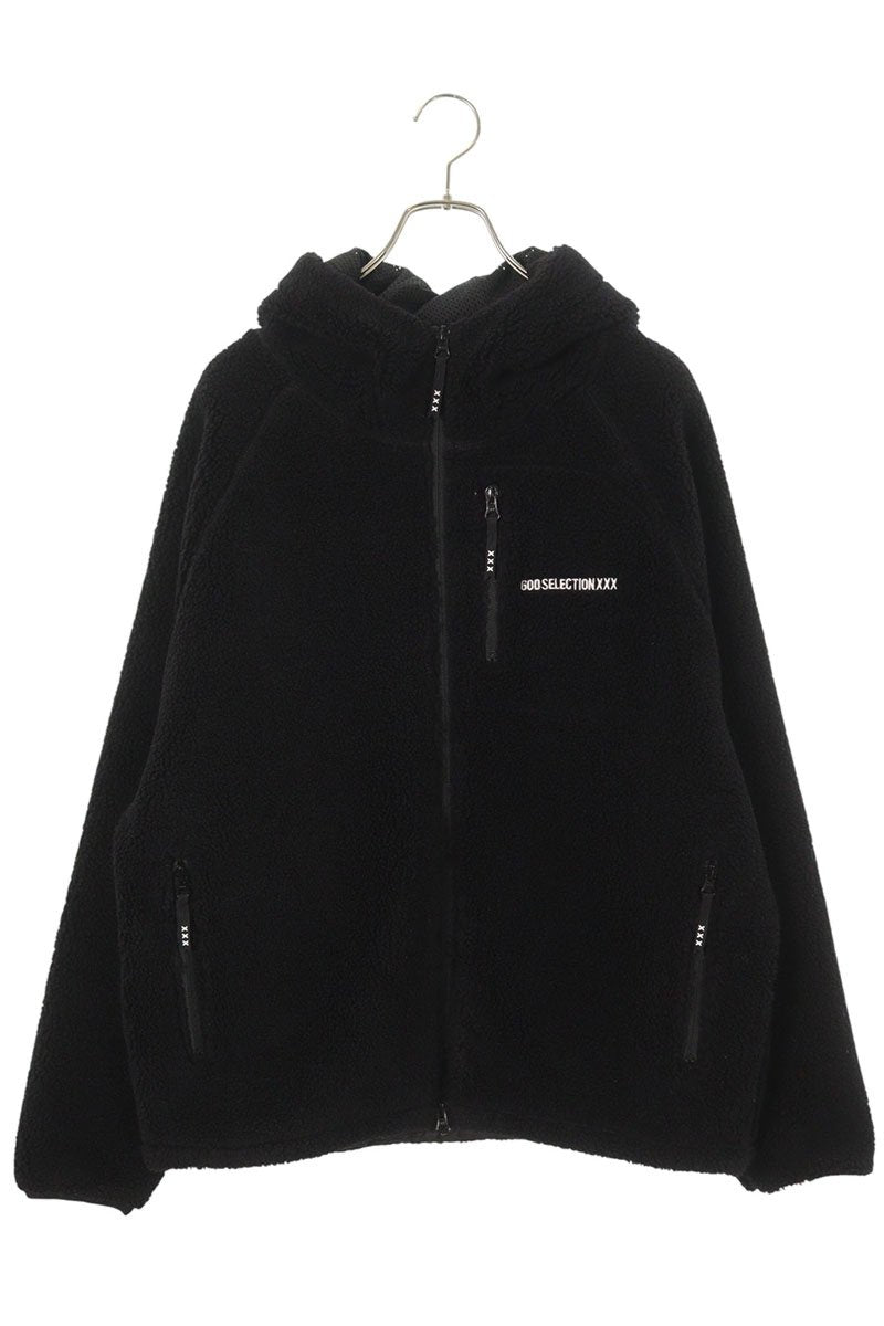 GOD SELECTION XXX Logo Embroidered Boa Blouson Black Size M