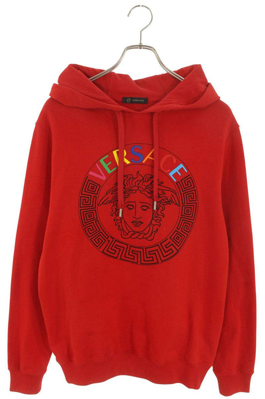 Versace Logo Print Hoodie Red Size S