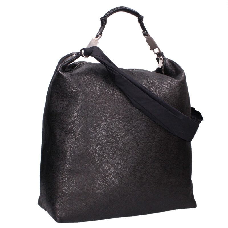 Rick Owens Leather Shoulder Bag Black x Silver
