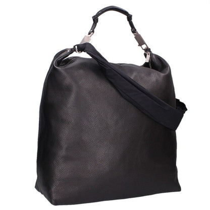 Rick Owens Leather Shoulder Bag Black x Silver