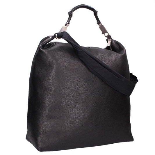 Rick Owens Leather Shoulder Bag Black x Silver