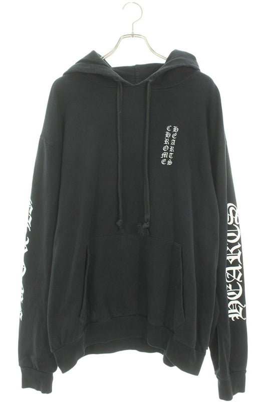 Chrome Hearts SWTSHRT HD PLVR Logo Print Hoodie Black x White Size XL