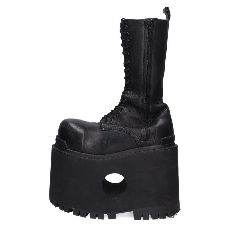 BALENCIAGA Giant High Leather Boots Black Size 8.5