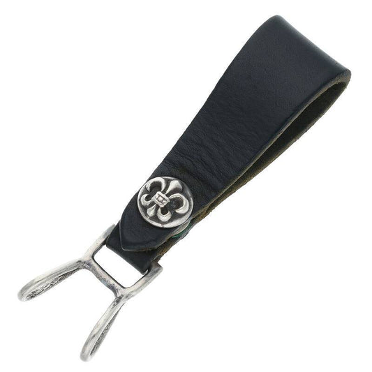 Chrome Hearts Flare Leather Belt Loop Black x Silver